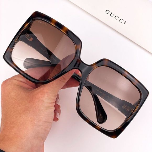 Gucci Logo GG0876S 002 Sunglasses Havana Brown Gradient Women - Picture 1 of 11